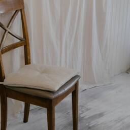 Hemp Linen Seat Cushion For Chair With Ties Filled Organic Hemp Fiber in Natural Non Dyed Linen Fabric Chair Cushion Pillow - thumbnail 2