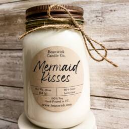 Mermaid Kisses Soy Candle Floral Sea Salt Scent - 16 Oz Mason Jar - thumbnail 1
