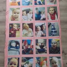 Pink Large Blanket With Photographs, Personalised Photo Gift, Velvet Soft 20 Panels To Personalised, Blankets - 98x155cm - thumbnail 2