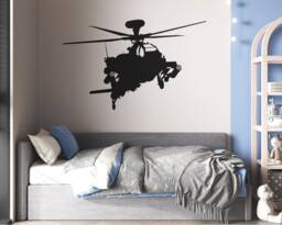 Apache Helicopter Wall Decal Boys Bedroom Blackhawk Sticker Army Art Apache Gift Military - thumbnail 1