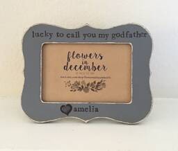 Personalized Godfather Picture Frame Hand Stamped Baptism Gift - thumbnail 1