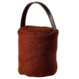 Harris Tweed 100% Pure New Wool Round Doorstop Cover With Real Leather Handle - Burnt Orange - thumbnail 2