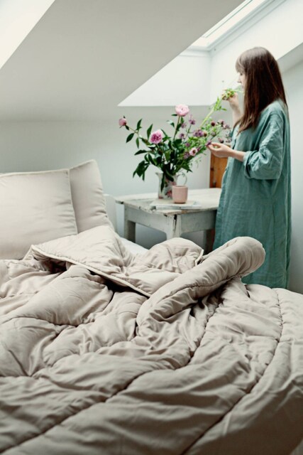 Organic Wool Comforter, Twin Size, Handmade Cotton Sateen Covered - Us Duty Paid - image 1