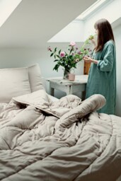 Organic Wool Comforter, Twin Size, Handmade Cotton Sateen Covered - Us Duty Paid