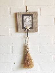 Coastal Wall Hook, Nautical Starfish Upcycled Key Holder, Decor, Beach Map