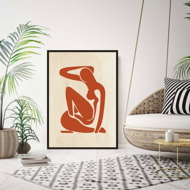 Modern Wall Art, Matisse Inspired Art Work, Neutral Prints, Home Decor, Boho Bedroom Living Room - image 1