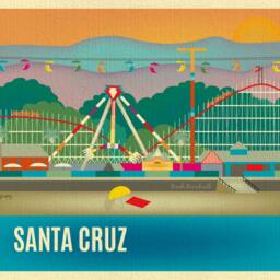 Santa Cruz Print, Wall Art, Travel Beach Boardwalk Poster Loose Petals - Style E8-O-Santa-Cru - thumbnail 2