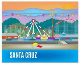 Santa Cruz Print, Wall Art, Travel Beach Boardwalk Poster Loose Petals - Style E8-O-Santa-Cru - thumbnail 1