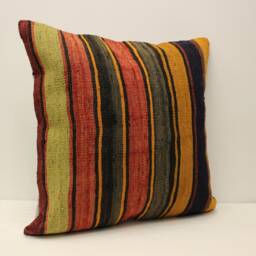 Vintage Turkish Kilim Pillow Cover, Ethnic Boho Throw - 24x24 - thumbnail 2