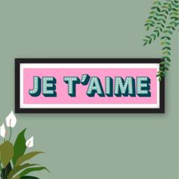 Framed Je T'aime Print, I Love You in French Gift Paper Anniversary, 1st Anniversary Gift, Valentine - thumbnail 2