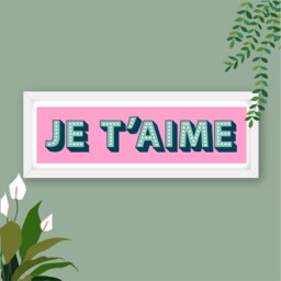 Framed Je T'aime Print, I Love You in French Gift Paper Anniversary, 1st Anniversary Gift, Valentine - thumbnail 1