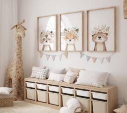 Woodland Nursery Prints, Decor, Wall Art, Set Of 3 Animals - thumbnail 1