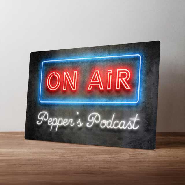 Personalised On Air Podcast Radio Show Sign - Neon Style Aluminium Studio Decor - A5, A4, A3 - image 1