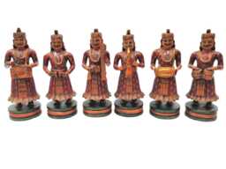 Wooden Musician, Set Of 6 Piece, Indian Rajasthani Musician, Musician Statue, Ancient Art, Museum Grade Sculpture, Musical Instrument - thumbnail 1