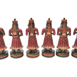 Wooden Musician, Set Of 6 Piece, Indian Rajasthani Musician, Musician Statue, Ancient Art, Museum Grade Sculpture, Musical Instrument - thumbnail 2