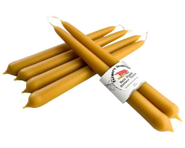 Pure Beeswax Hand Dipped Taper Candles, 2 Pairs Of 100% , Advent, Christmas Table - image 1