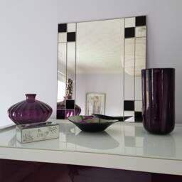 Art Deco Rectangular Black Mirror - Stained Glass Hand Crafted - thumbnail 2