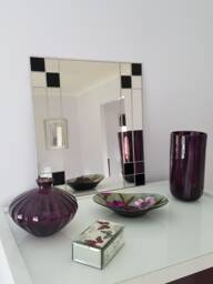 Art Deco Rectangular Black Mirror - Stained Glass Hand Crafted - thumbnail 1