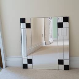 Art Deco Rectangular Black Mirror - Stained Glass Hand Crafted - thumbnail 4