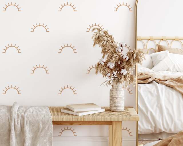 Boho Sun Wall Decals - Sunshine Stickers, Neutral Nursery, Kids Room Art, Playroom Decor - image 1