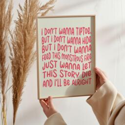 Custom Song Lyrics Print - Colourful Music Poster Favourite Gifts A5 A4 A3 Framed Unframed Choose Your Own Colour And - thumbnail 1