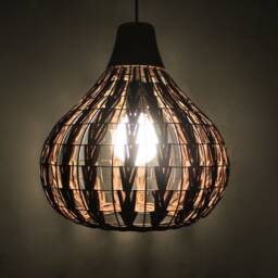 "Handwoven Rattan Pendant Light, Vintage Ceiling Lighting, Farmhouse Lamp, W12.6"" X H12.9" - thumbnail 3