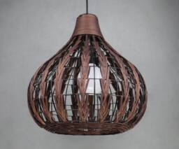 "Handwoven Rattan Pendant Light, Vintage Ceiling Lighting, Farmhouse Lamp, W12.6"" X H12.9" - thumbnail 1