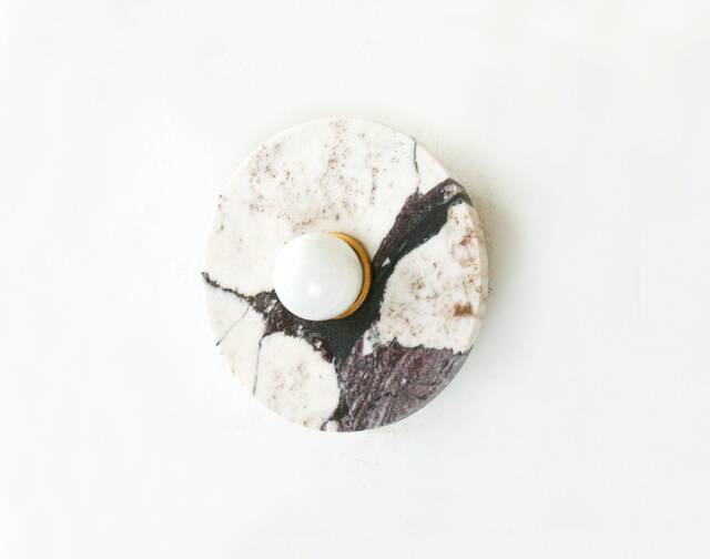 Minimalist Calacatta Viola Marble & Brass Wall Fixture Light Brown Veined Sconce Vanity Bathroom - image 1