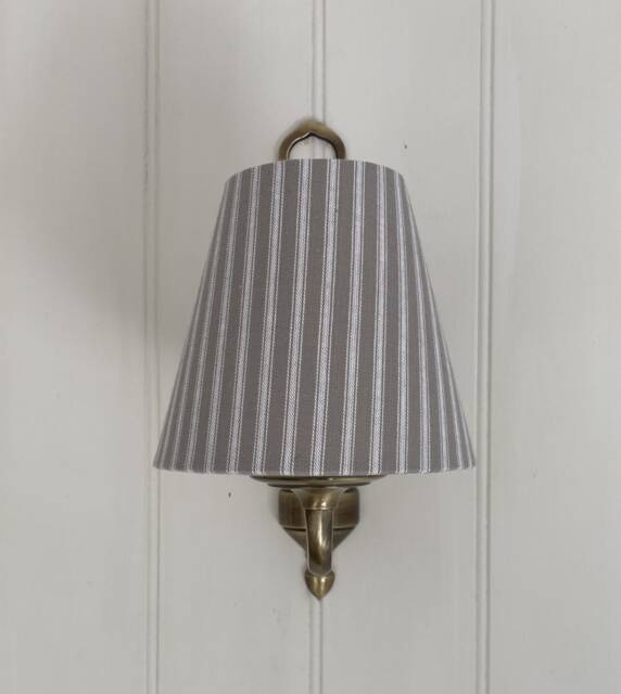 Natural Ticking Stripe Luxury Candle Clip Lampshade. Bespoke. Handmade. Wall Lights. Chandeliers - image 1