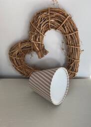 Natural Ticking Stripe Luxury Candle Clip Lampshade. Bespoke. Handmade. Wall Lights. Chandeliers - thumbnail 2