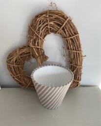 Natural Ticking Stripe Luxury Candle Clip Lampshade. Bespoke. Handmade. Wall Lights. Chandeliers - thumbnail 4