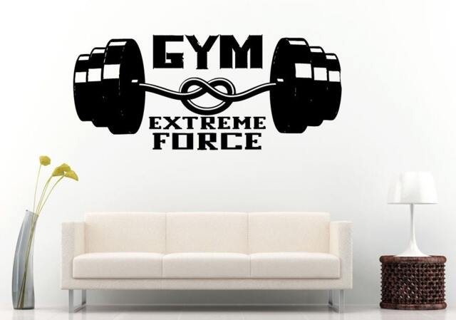 Gym Training Fitness Bodybuilding Wight Lifting Logo Emblem Sign Wall Decal Vinyl Sticker Mural Room Decor L603 - image 1