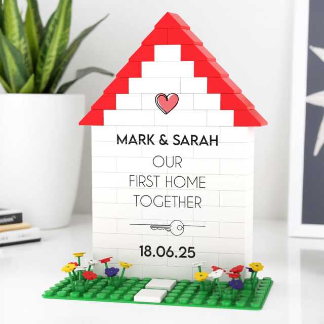 Personalised First Home Gifts Custom White Building Block House Decoration With Any Names & Date Gift Box - image 1