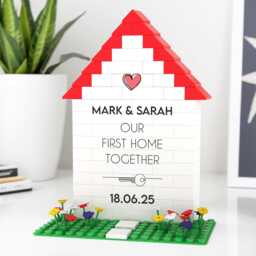 Personalised First Home Gifts Custom White Building Block House Decoration With Any Names & Date Gift Box - thumbnail 1