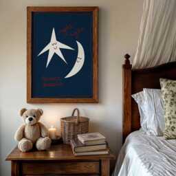 Night Sweet Dreams Nursery Print - Whimsical Hand Drawn Star & Moon Wall Art, Children's Bedroom Decor, Cosy Charming Vintage Style - thumbnail 3
