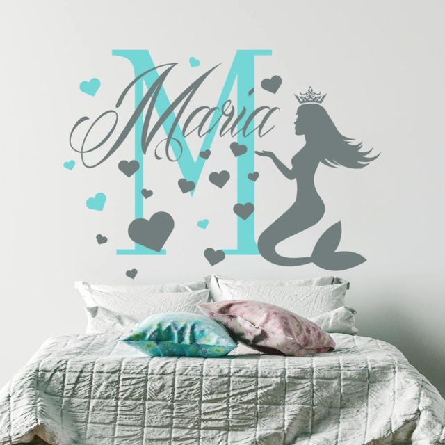 Girls Name Wall Decal Mermaid Custom Sticker Nautical Nursery Decor Monogram Letter Bedroom - Ma70 - image 1