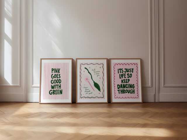 3 Art Prints, Dancing Through Life Print Poster, Changed For Good, Pink Goes Good With Green Art, Movie Theatre Broadway - image 1