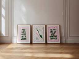 3 Art Prints, Dancing Through Life Print Poster, Changed For Good, Pink Goes Good With Green Art, Movie Theatre Broadway - thumbnail 1