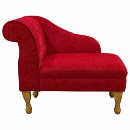 Handmade Red Velvet Chaise Longue Compact Queen Anne Style - thumbnail 2