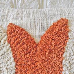 Embroidered Tufted Cotton Lumbar Pillow Case Rust Orange Boho - 12x20/14x20 Cushion Cover - thumbnail 2
