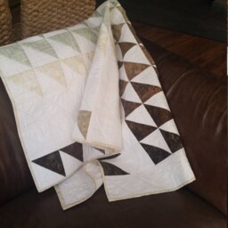 Wall Hanging Quilt, Modern Triangle Modern Quilt Blanket For The Wall, Lap Quilt Blanket, Shaded Colors Wall - thumbnail 2