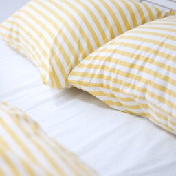 100% Cotton Pillowcase in Yellow & White. Handmade Pillow Case Organic Slip Cover Natural Custom Sham European Us Sizes - thumbnail 4