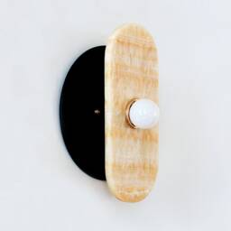 Black & Oval Onyx Stone Mid Century Sconce Light Modern Wall Fixture Bathroom Lighting Kitchen - thumbnail 3