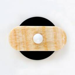 Black & Oval Onyx Stone Mid Century Sconce Light Modern Wall Fixture Bathroom Lighting Kitchen - thumbnail 2