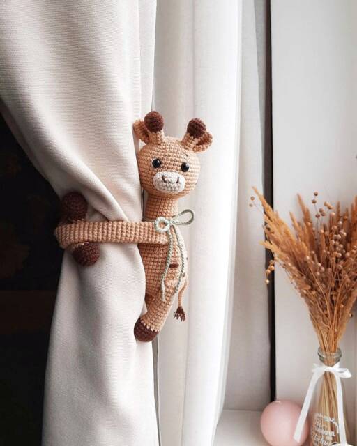 Giraffe Curtain Tie Back Nursery Decor Safari Baby Shower Animal Backs Tiebacks Nursery - image 1
