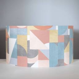Blue & Yellow Geometric Lampshade With Gold Silver Or White Lining in 20cm To 50cm Diameter, For Ceiling Lamp Base - thumbnail 3