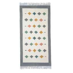 Retro Pastel Kilim Rug - Flatwoven Area Accent Rugs Runner Bedroom Living Room Aesthetic Washable 2x3 5x8 8x10 Wool Colorful Low Pile - thumbnail 2