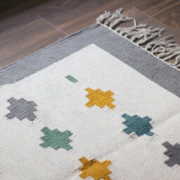 Retro Pastel Kilim Rug - Flatwoven Area Accent Rugs Runner Bedroom Living Room Aesthetic Washable 2x3 5x8 8x10 Wool Colorful Low Pile - thumbnail 3