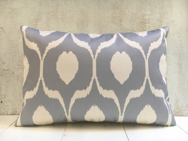 Silk Ikat Lumbar Pillow Cover, Handwoven Decorative Cushion - 16x24 - image 1
