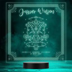 Zodiac Sign Gemini Date Of Birth Personalised Gift Colour Change Led Night Light - thumbnail 1